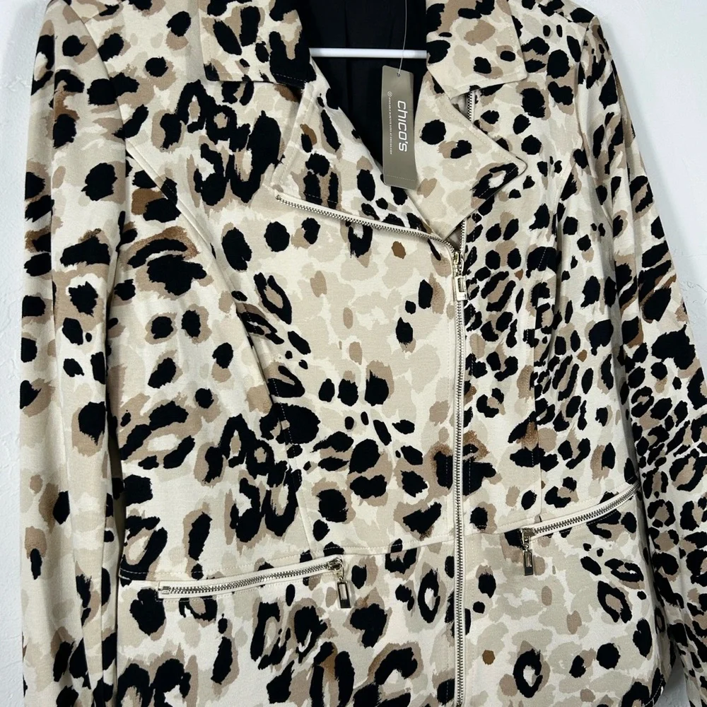 NWT Chico’s Animal Print Moto Jacket‎